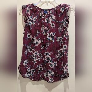 Ann Taylor Red and White Sleeveless Blouse Size Small